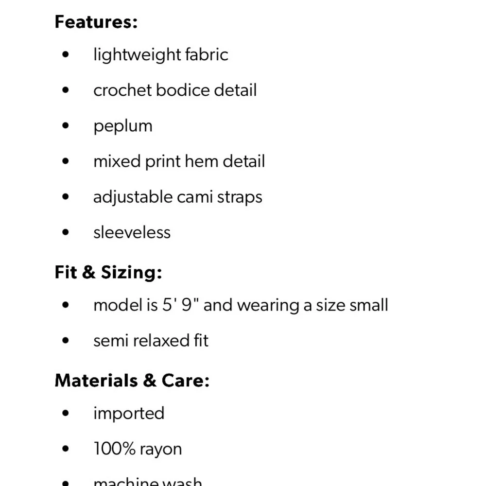 Maurice’s Boho Crochet Trim Floral Peplum Camisole Xsmall - Picture 2 of 4